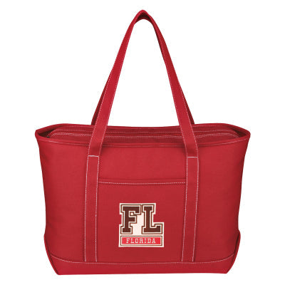 LARGE COTTON CANVAS YACHT TOTE BAG WITH TACKLE TWILL PATCH