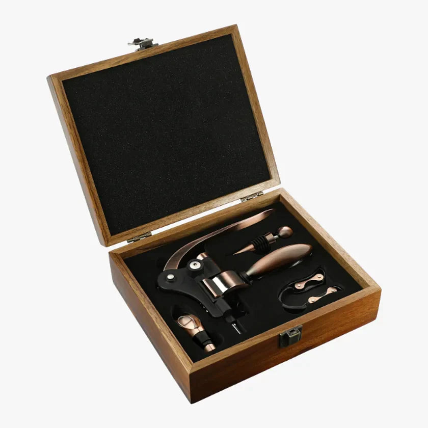 Graze Wood and Metal Wine Set