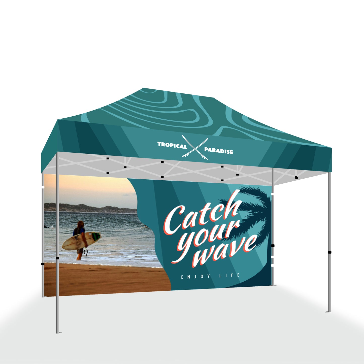 PREMIUM TENT 10'x15' W/ Full Color Canopy and Back Wall