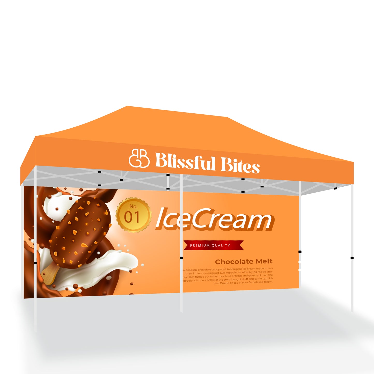 PREMIUM TENT 10'x20' w/ Full Color Canopy and Back Wall