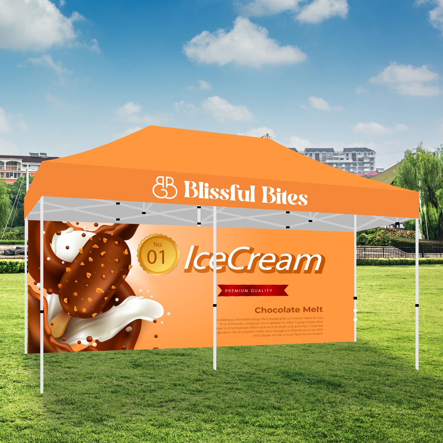 PREMIUM TENT 10'x20' w/ Full Color Canopy and Back Wall
