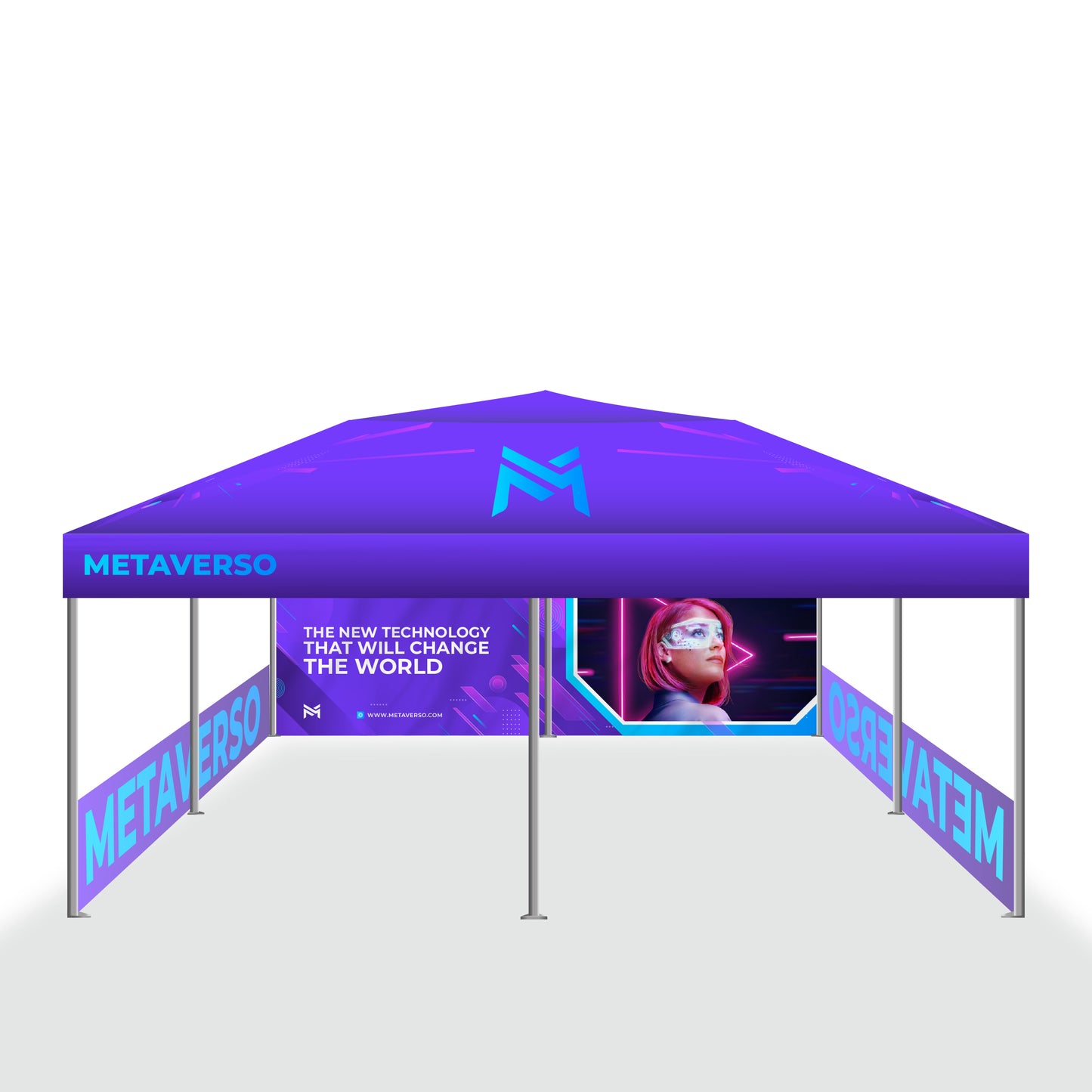 Premium Giant Tent 20'x20' w/ Full Color Canopy and Back Wall