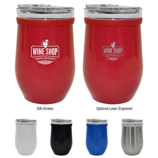 8 OZ. GLASS AND STAINLESS STEEL WINE TUMBLER