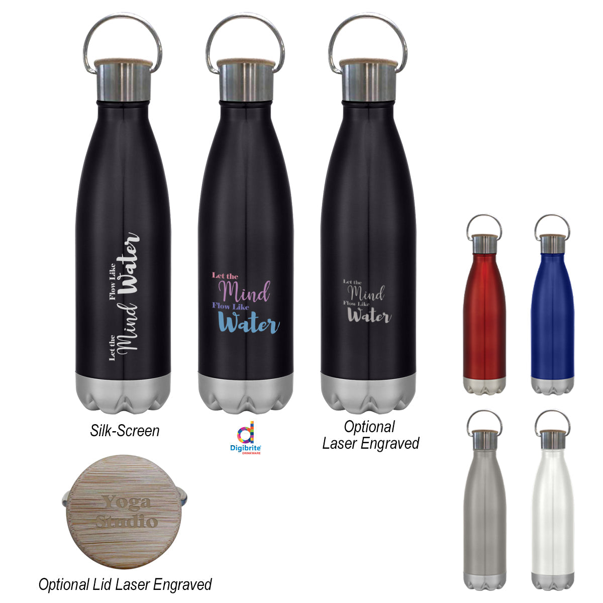 16 OZ. SWIGGY STAINLESS STEEL BOTTLE WITH BAMBOO LID