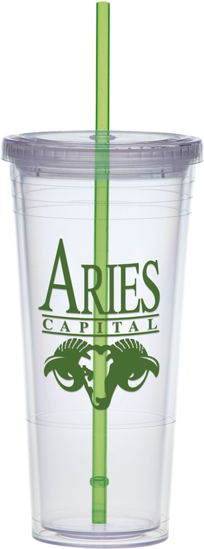 24 Oz. Carnival Cup w/Color Straw & Clear Lid