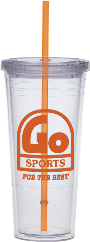 24 Oz. Carnival Cup w/Color Straw & Clear Lid