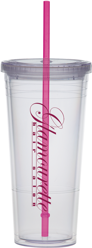 24 Oz. Carnival Cup w/Color Straw & Clear Lid