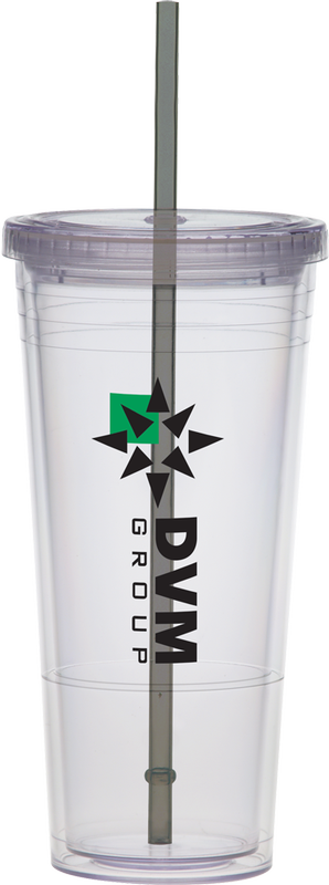 24 Oz. Carnival Cup w/Color Straw & Clear Lid