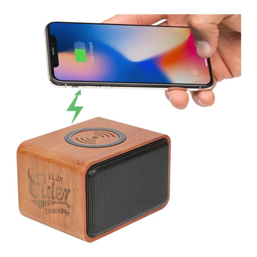 Wood Bluetooth Speaker with Wireless Charging Pad