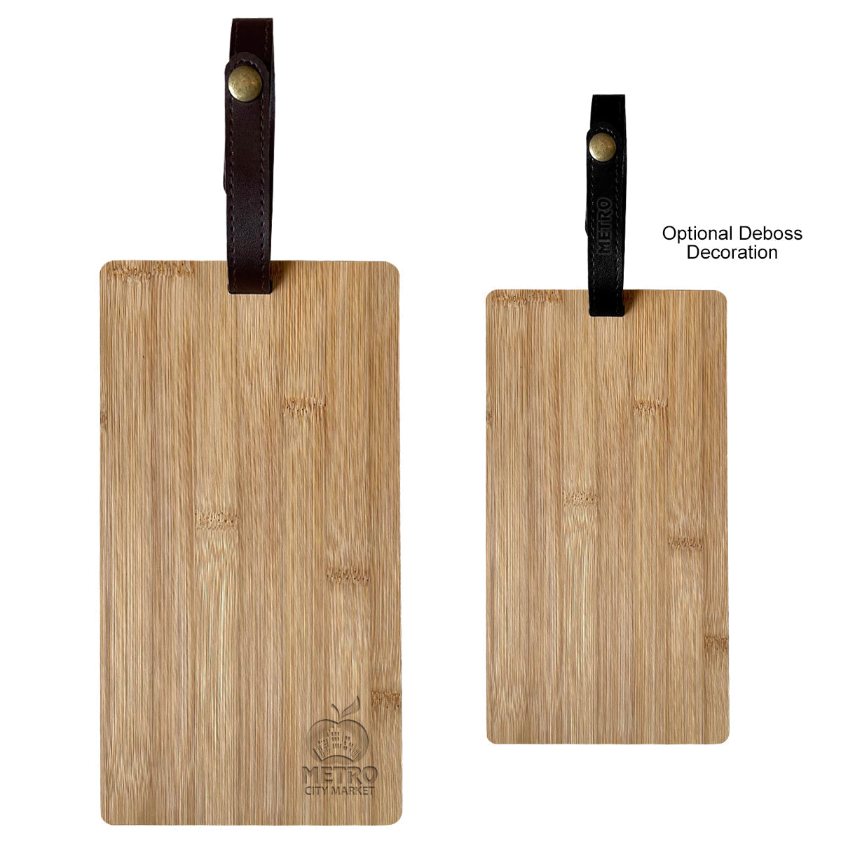 BAMBOO CUTTING BOARD WITH LEATHERETTE STRAP