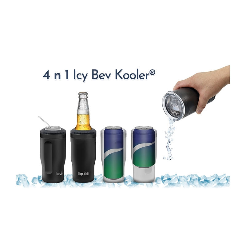 Liquid Fusion® Icy Bev Kooler® 4-In-1 Double Wall Stainless Steel Can Cooler / Tumbler