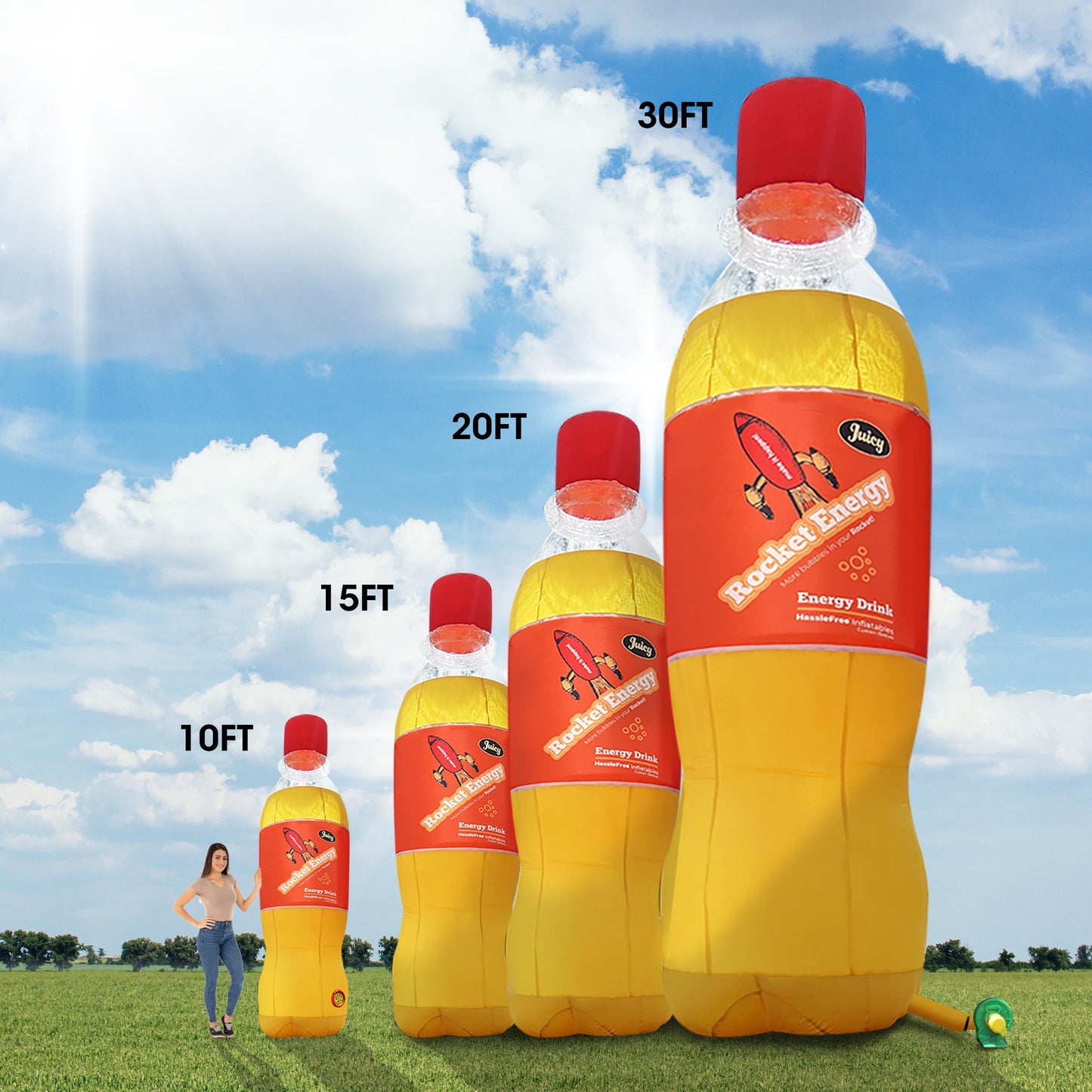 CUSTOM INFLATABLE BOTTLES (10', 15', 20' or 30' Tall)