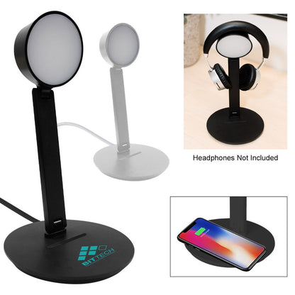 Vanity Light Wireless Charger With Headphone Stand