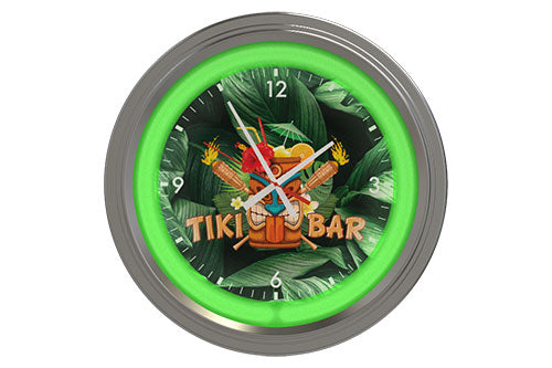 16" Chrome Steel Neon Clock with Custom Color Lens