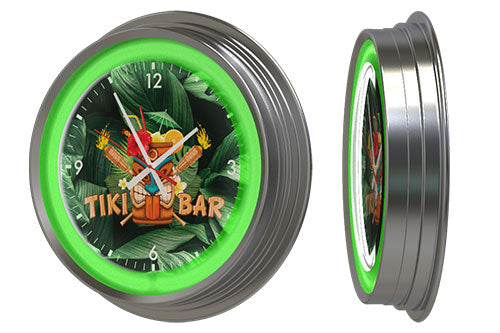 16" Chrome Steel Neon Clock with Custom Color Lens