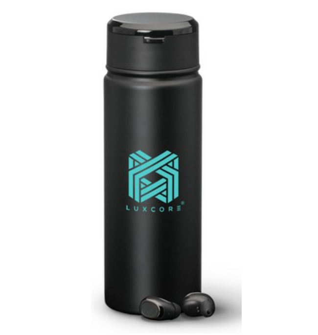 THE STRADA S/S TUMBLER W/EARBUDS - BLACK